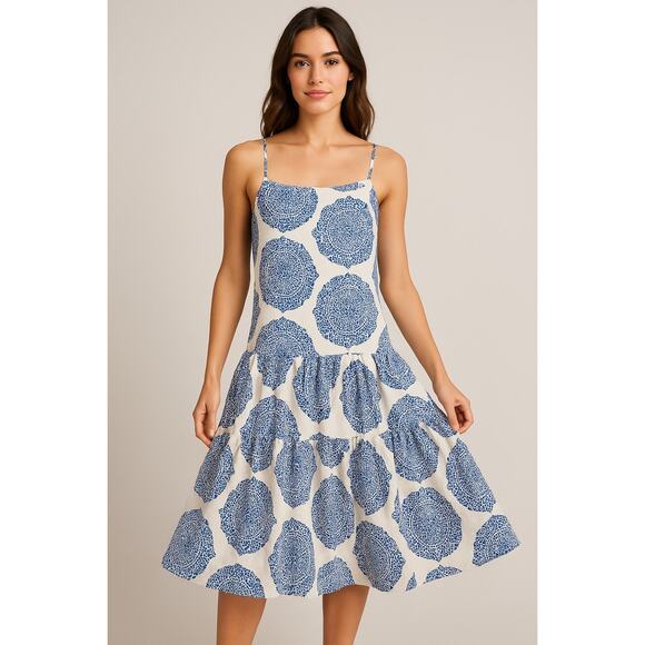 Fossil Blue & White Medallion Print Cotton Sundress | Size 2 - Picture 1 of 5